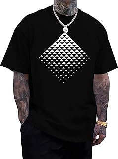 Mens Graphic T-Shirts Triangle Geometric Gradient Art Short Sleeve Summer Top Crewneck Casual Tees for Men