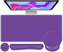 4 PCS Mouse Pad Desk Mat Protector, Keyboard Wrist Rest + Comfortable Mouse Pad Wrist Rest +Coaster, Large Gaming Mousepad for Computer Laptop, 35.4"X 15.7" Deskpad for Office Home I Dark Purple