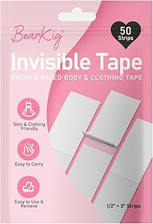 50-Strips Double-Sided Tape for Fashion, Invisible Clear Fabric Tape for Clothing & Body with All Day Strength, Hypoallergenic for Sensitive Skin