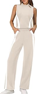 Two Piece Sets for Women Summer Outfits Travel Mock Neck Lounge Sets Wide Leg Pants Beach Vacation Clothes