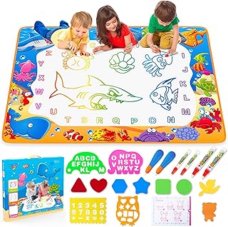 Water Doodle Mat - Kids Painting Writing Color Doodle Drawing Mat Toy Bring Magic Pens Educational Toys for Age 3 4 5 6 7 Year Old Girls Boys Age Toddler Gift