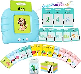 Aullsaty Talking Flash Cards for Toddlers 1-3, Upgraded 248 Sight Words Montessori Speech Therapy Toy, Autism Sensory Educational Learning Toys, Birthday Gift for Boys Girls (Blue)