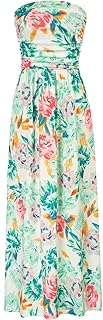 Women Strapless Dress Casual Loose Ruched Long Maxi Dress with Pockets