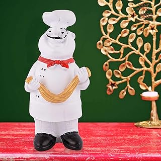 SimCraft Resin Cute Chef Showpiece Miniature Statue for Kitchen Decoration Figurine for Home Decor, Dining Room, Living Room, Bedroom, Office, Gift (White)