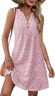 Summer Dresses for Women 2026 Beach Vacation Clothes V Neck Button Sundresses with Pockets