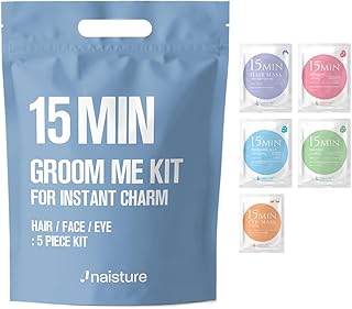 Naisture 15 Min Groom Me Kit Skincare Gift Set for Men – All-in-One Bundle with Hair, Face, & Eye Masks, Complete Grooming Self-Care Kit (5 pcs)