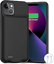 Battery Case for iPhone 12 Mini /13 Mini, Upgraded 6500mAh Rechargeable Portable Charging Case Compatible with iPhone 12 Mini /13 Mini (5.4 inch) Extended Battery Pack Protective Charger Case (Black)