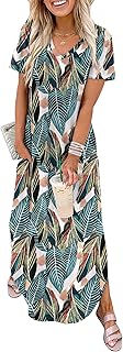 Women's Summer Short Sleeve Dresses Maxi Dress Vacation Beach Sundresses 2026 with Pockets