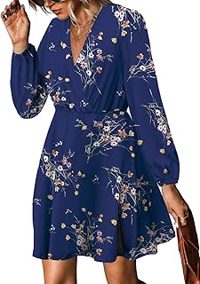Women's Floral Dresses 2025 V Neck Long Sleeve Fall Dress