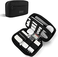 GOX Cable Organizer Travel Bag, Water Resistant Electronic Accessories Case, All-in-One Tech Storage Pouch for Chargers, Cords, Batteries,Phone, Hard Drive & Power Bank, Black
