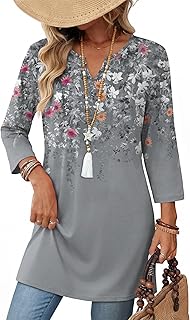 Summer Boho Tops For Women 3/4 Length Sleeve Womens Tops Vacation Outfits