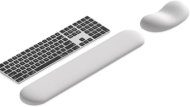 Ergonomic Wrist Rest Set for Keyboard and Mouse | Cooling Gel & Slow-Rebound Memory Foam Palm Support Pad | Luxe Leather, Minimalist, Non-Slip PU Base for Office, Laptop & Gaming (03White)