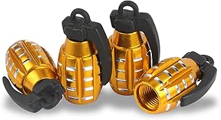 SINGARO Car Tire Valve Stem Cap, Personalized Tire Valve Stem Cap Exterior Accessories, Universal for Car, Truck, SUV, Motorcycle and Bicycle (4PCS Gold)