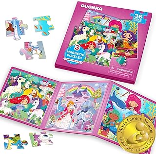 QUOKKA Magnetic Puzzles for Kids Ages 4-6 – 36 Pieces Sudoku Toddler Puzzles Ages 2-4 – Travel Games for Kids 3-5 – Princess Unicorn Mermaid Toddler Travel Toys – Car Airplane Road Trip Games