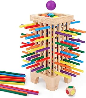 Montessori Game Wooden Board Game, 42 Colorful Wooden Sticks Dice Game Math Educational Toys for 3 4 5 6 Years Old, Fine Motor Skills Toys & Counting Toy Family Game Travel Toys Gifts for Kids
