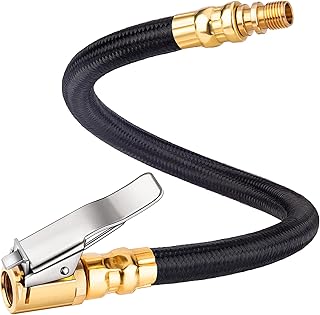 LUMITECO 12'' Tire Inflator Extension Hose, Tyre Pump Clip-On Air Chuck Adapter for Quick-Inflation Lock, High-Pressure Tube Quick Connect for Car Motorcycle Bicycle Maintenance Accessories