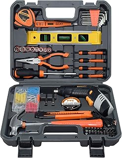 130-Piece Home Tool Kit with 3.6V Electric Screwdriver,Basic Household Tool Set for New Home,Apartment,College Dorm and DIY Projects