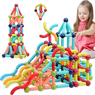 COUOMOXA Magnetic Building Blocks for Toddlers: STEM Educational Toys for 3 4 5+ Years Old Kids - Magnetic Stick Montessori Game for Family for Boys Girls 3-5