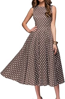 Women's Vintage Dress Sleeveless O-Neck Party Cocktail Dress