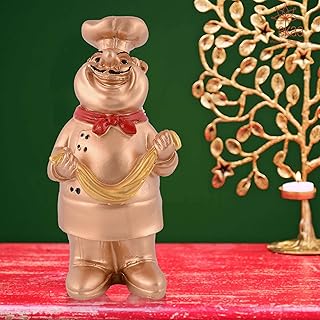 Art on Wheels Resin Cute Chef Showpiece Miniature Statue for Kitchen Decoration Figurine for Home Decor, Dining Room, Living Room, Bedroom, Office, Gift (Golden)