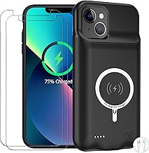 Battery Case for iPhone 13, Enhanced 10000mAh Portable Protective Smart Wireless Charging Case Support Carplay Compatible with iPhone 13 (6.1 inch) Rechargeable Extended Battery Charger Case (Black)