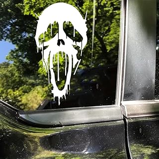2pcs Ghost Horror Stickers, 3.74"x7.09", Suitable for Car Windows, Bumper, Laptops, Glass, Walls, Waterproof Exterior Car Accessories, Funny Halloween Decoration Decals #2BZ403 (White)
