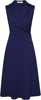 2026 Work Midi Dresses for Women,Wrap Business Casual Funeral Outfit for Women,Wedding Guest Dresses