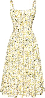 Women's Floral Midi Dress Corset Sundresses 2026 Summer Spring Vacation Milkmaid Dresses