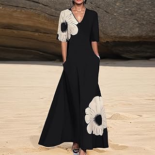 Women's Summer Elegant Style Dress,Versatile Floral Pocket Design Long Dress