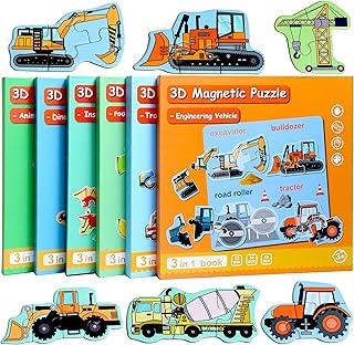 Magnetic Puzzles for Kids Ages 1-3, Travel Toddler Puzzles Ages 2-4 Year, Excavator Refrigerator Magnet for Kids Learning Gift for Road Trip