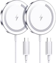 WRVVR for Apple Mag-Safe Charger 2 Pack, Magnetic Wireless Charger for iPhone 17/17 Pro/17 Pro Max/Air/16 15 14 13 12 Pro Max Plus mini, Charging Pad for Airpods Pro 3 2,Strong Magnet, Silver