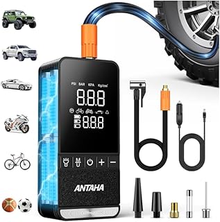 Tire Inflator Portable Air Compressor, 150 PSI Cordless Smart Air Pump for Car Tires, LED Light & Auto Shut-Off, Tires Pump for Car, Motorcycles, Bikes, Balls, Mini Bike Pump & Car Accessories