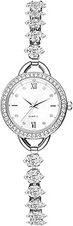 Bling Watches for Women: Ladies Analog Quartz Casual Iced Out Case Crystal Strap Roman Numeral Dial Bracelet Wristwatch Gift for Valentine's Day