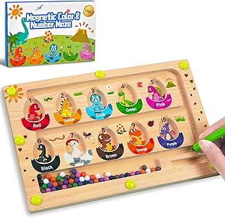 Busy Board Travel toys for Toddlers Kids, Montessori Toys Magnetic Color and Number Maze Puzzle, Dinosaur Learning Education Toys for Fine Motor Skills,Airplane Car Travel Activities Essential (Small)